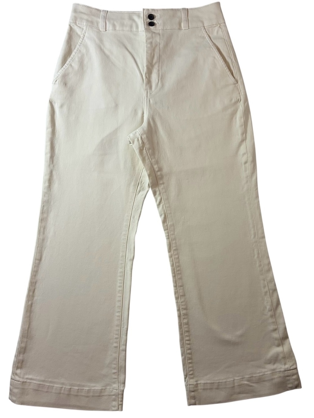 Everlane High Rise Wide Leg Crop Pants Ivory Organic Cotton Size 10